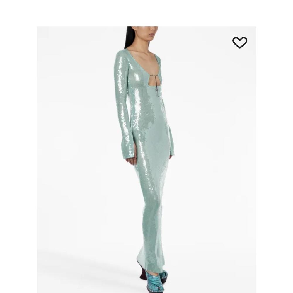 Blue Bodycon Dress with Long Sleeves and Plunge Neckline for Cocktail